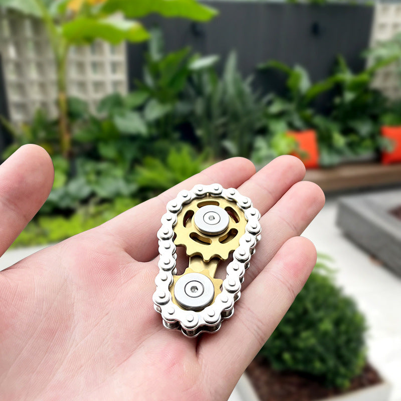 Stainless Steel Chain Gear Fidget Spinner - Mechanical EDC Adult Stress Relief Toy, Silent Spinning, Metal Fidget Gadget for Focus & Relaxation