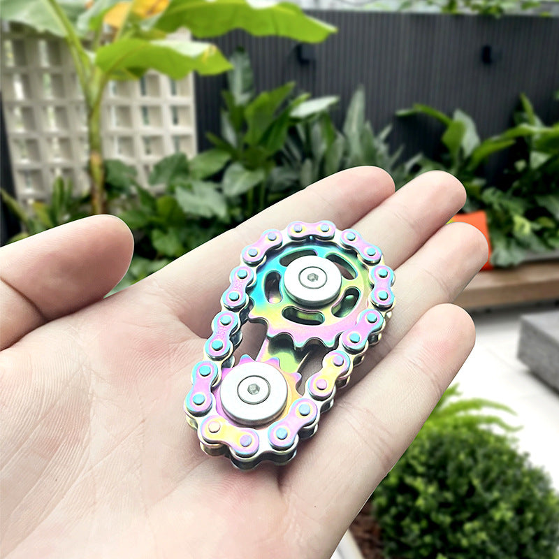 Stainless Steel Chain Gear Fidget Spinner - Mechanical EDC Adult Stress Relief Toy, Silent Spinning, Metal Fidget Gadget for Focus & Relaxation
