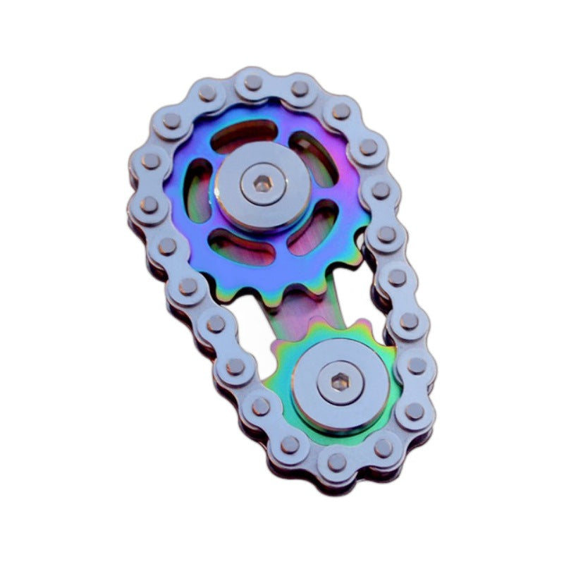 Stainless Steel Chain Gear Fidget Spinner - Mechanical EDC Adult Stress Relief Toy, Silent Spinning, Metal Fidget Gadget for Focus & Relaxation