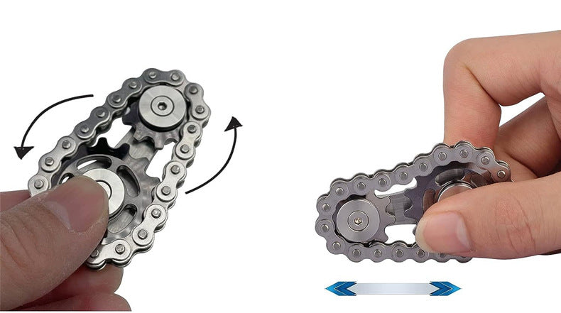 Stainless Steel Chain Gear Fidget Spinner - Mechanical EDC Adult Stress Relief Toy, Silent Spinning, Metal Fidget Gadget for Focus & Relaxation