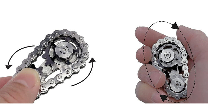 Stainless Steel Chain Gear Fidget Spinner - Mechanical EDC Adult Stress Relief Toy, Silent Spinning, Metal Fidget Gadget for Focus & Relaxation